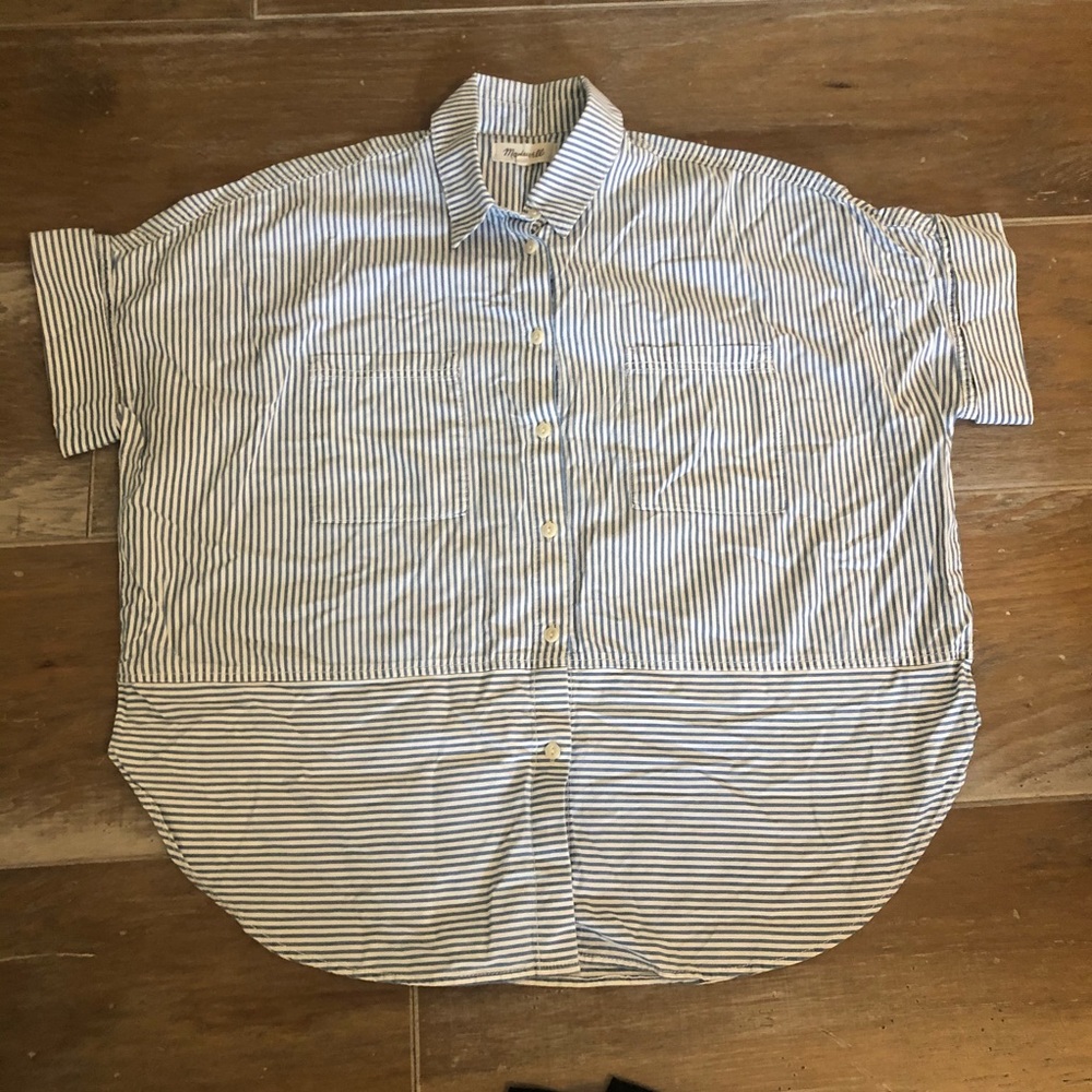 Blue/white stripe Madewell boxy button down